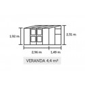 Serre en verre trempé Véranda 4.4 m²