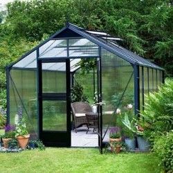 Serre en verre polycarbonate Premium avec base 13 m²