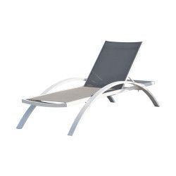 Chaise longue Barcelona taupe et blanche