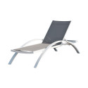 Chaise longue Barcelona taupe et blanche