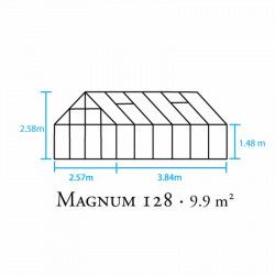 Serre de jardin Magnum 128 en verre horticole - 9.90 m² 
