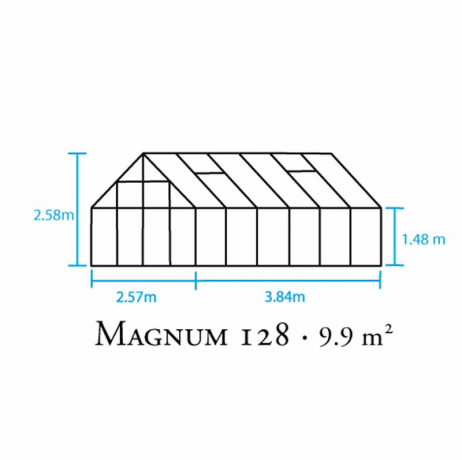 Serre de jardin Magnum 128 en verre trempé - 9.90 m²
