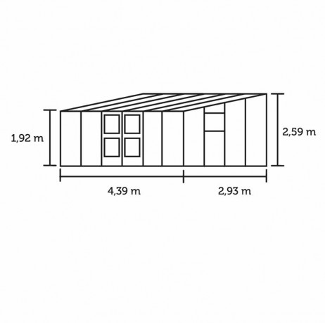 Serre adossée Véranda en verre trempé 12.9 m²