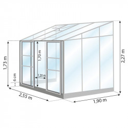 Serre adossée IDA 5200 de 4.90 m² 