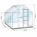 Serre en verre trempé Carvi aluminium naturel