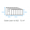 Serre adossée polycarbonate 6 mm et verre trempé 3 mm surface 7.10 m²