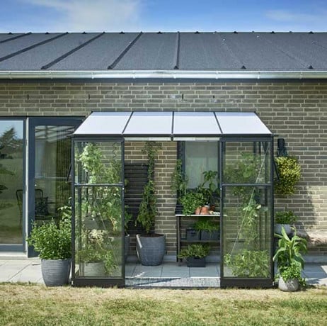 Serre de Jardin adossée en Polycarbonate de 3,7 m² avec embase - Vert -  Calice II : : Jardin