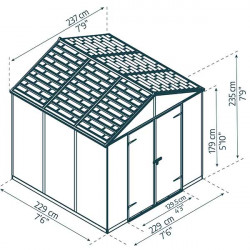 Abri de Jardin Rubicon en polycarbonate largeur 2,37 m de 5.42 m² à 7.18 m²