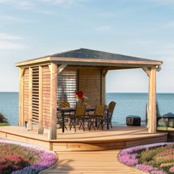 Pool House en bois Blueterm - 2 parois avec ventelles mobiles orientables