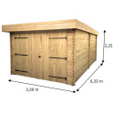 Garage en bois 17.35 m² toit plat