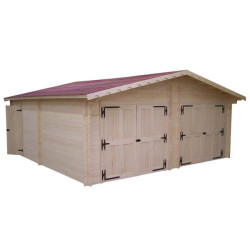 Garage double en bois Vermont 34.93 m² madriers de 42 mm