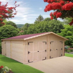 Garage double en bois Vermont 34.93 m² madriers de 42 mm