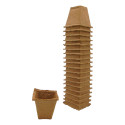 20 pots carrés biodégradables en fibres bois recyclées fond blanc