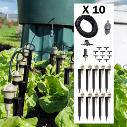 Contenu du kit goutte à goutte Iriso avec 10 goutteurs, tuyaux, filtres et accessoires