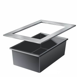 Schéma du bassin préformé 365 L Quadra avec cadre inox démonté – vue éclatée du montage