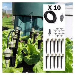 Contenu du kit goutte à goutte Iriso avec 10 goutteurs, tuyaux, filtres et accessoires