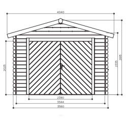 Plan de face du garage avec dimensions précises de la façade et des portes