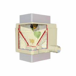 Vue en coupe du collecteur sable Quattro avec système de filtration intégré
