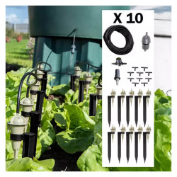 Contenu du kit goutte à goutte Iriso avec 10 goutteurs, tuyaux, filtres et accessoires