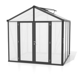 Serre de jardin Zeus Comfort en polycarbonate 10 ou 16 mm avec base
