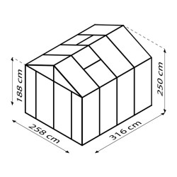 Serre de jardin Zeus Comfort en polycarbonate 10 ou 16 mm avec base