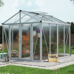 Serre de jardin Zeus Comfort en polycarbonate 10 ou 16 mm avec base