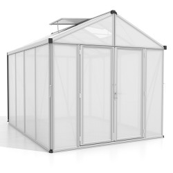 Serre de jardin Zeus Comfort en polycarbonate 10 ou 16 mm avec base