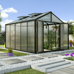 Serre de jardin Zeus Comfort en polycarbonate 10 ou 16 mm avec base