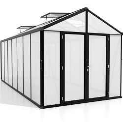 Serre de jardin Zeus Comfort en polycarbonate 10 ou 16 mm avec base