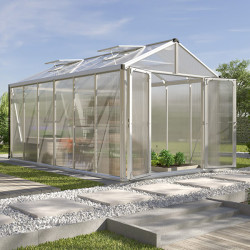 Serre de jardin Zeus Comfort en polycarbonate 10 ou 16 mm avec base