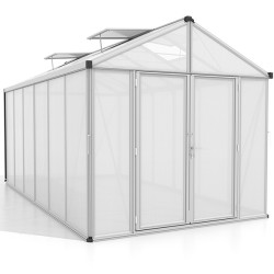 Serre de jardin Zeus Comfort en polycarbonate 10 ou 16 mm avec base