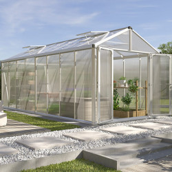 Serre de jardin Zeus Comfort en polycarbonate 10 ou 16 mm avec base