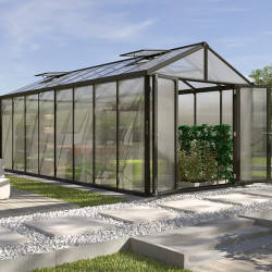 Serre de jardin Zeus Comfort en polycarbonate 10 ou 16 mm avec base