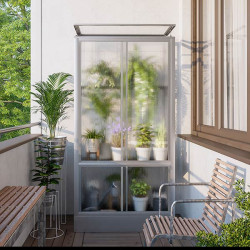 Structure aluminium anodis&eacute; robuste de la mini-serre sur roulettes