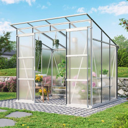 Serre de jardin Vitavia Playa en aluminium anodis&eacute; et panneaux polycarbonate 6mm