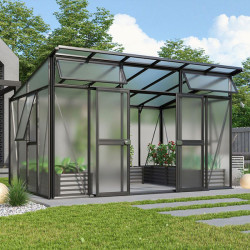 Structure avec toit polycarbonate résistant aux chocs de la serre Aphrodite