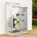 Serre adossée 0,9 m² avec structure en aluminium et panneaux polycarbonate 4 mm résistants