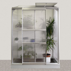 Structure de serre adossée en aluminium anodisé avec panneaux polycarbonate traités anti-UV