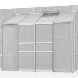 Serre adossée IDA 3300 - 3,30 m² en polycarbonate, porte coulissante & lucarne