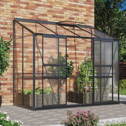 Serre adossée IDA 3300 – 3,30 m² polycarbonate, porte coulissante & lucarne