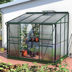 Structure robuste en aluminium avec panneaux polycarbonate isolants pour serre adossée 5,2 m²