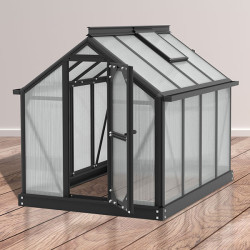 Mini‑serre robuste en aluminium anodisé et polycarbonate 4 mm pour cultures toute saison
