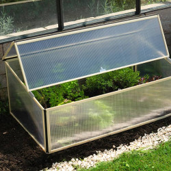 Mini serre pour culture protégée avec toit rabattable et panneaux polycarbonate isolants 