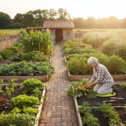 femme agée qui jardine