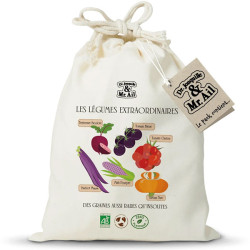 kit de potager légumes insolites dans un sac en coton