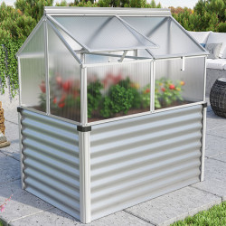 Mini serre légère à monter en aluminium anodisé surélevé avec panneaux isolants pour plantules 