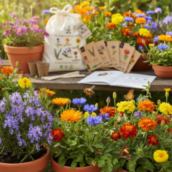 Kit de jardinage "Les fleurs pour les abeilles" – Graines, pots et livret