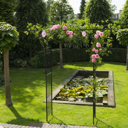 Pergola double droite en acier galvanisé laqué époxy noir
