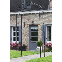 Structure arche de jardin en acier galvanisé noir pour support de plantes grimpantes