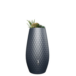Réservoir d'eau de pluie 2en1 Triagon 230 L gris graphite avec fleurs